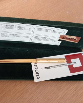 Penna Aurora placcata oro laminato 18 k nuova