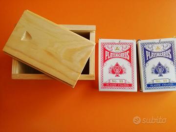 Scatola Carte da Gioco in Legno  + 2 mazzi Carte