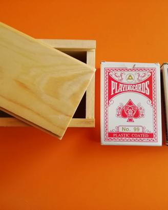 Scatola Carte da Gioco in Legno  + 2 mazzi Carte