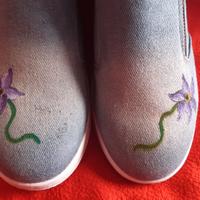 scarpe slip on cerniera fiori