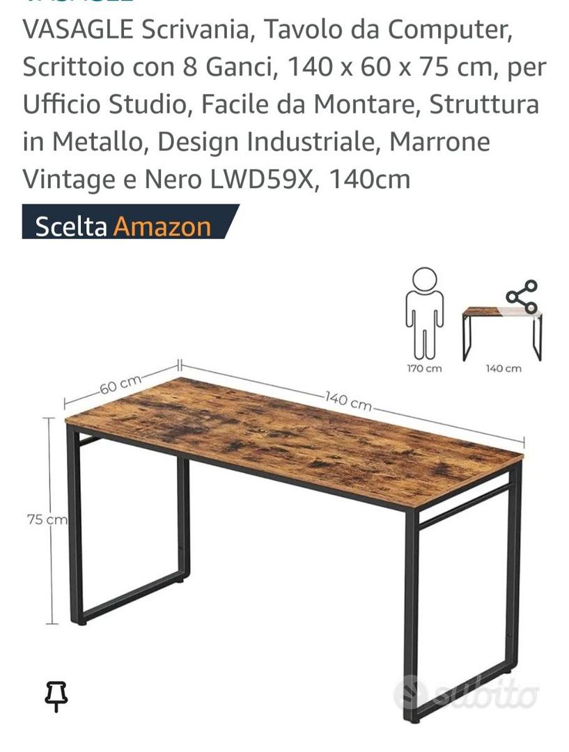 Scrivania per Computer VASAGLE marrone vintage - Arredamento e