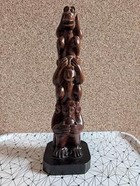 Statuetta Legno Tre Scimmie Non Vedo Sento Parlo