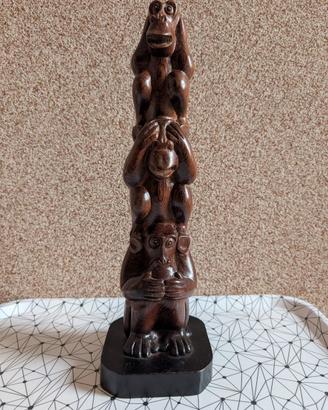 Statuetta Legno Tre Scimmie Non Vedo Sento Parlo
