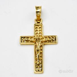 Ciondolo croce oro giallo 18 kt pieno A.340