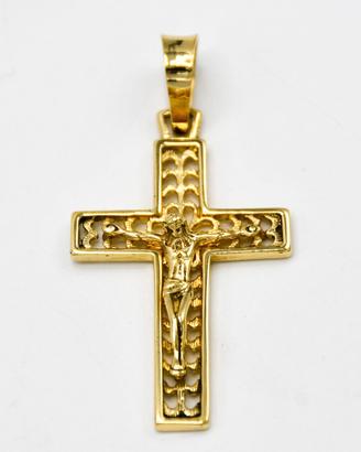 Ciondolo croce oro giallo 18 kt pieno A.340