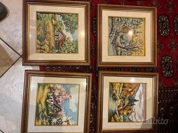 Quadri 4 stagioni punto croce 33x33