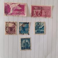 6 francobolli italiani usati anni 40