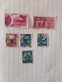 6 francobolli italiani usati anni 40