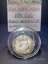 2 Lire Valore da 4/10 di TALLERO del 1890 RARA ( 