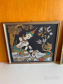 Quadro pittura su seta originale thailandese