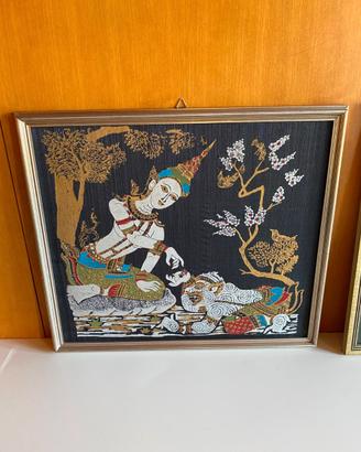 Quadro pittura su seta originale thailandese