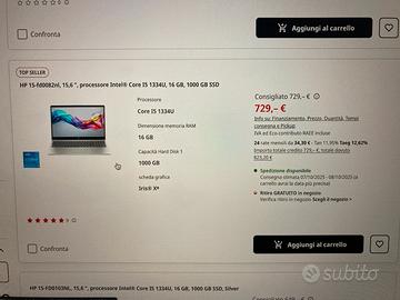 PORTATILE HP 15-fd0082nl NUOVO