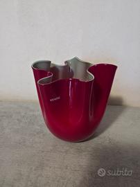 Venini Vaso Fazzoletto Rosso/Verde Mela 13.5 