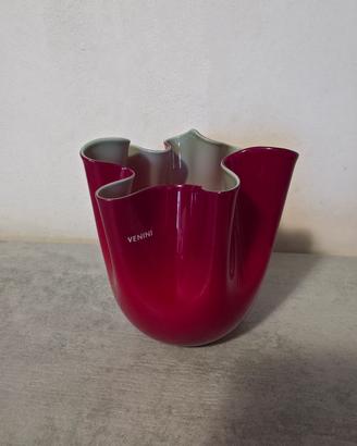Venini Vaso Fazzoletto Rosso/Verde Mela 13.5 