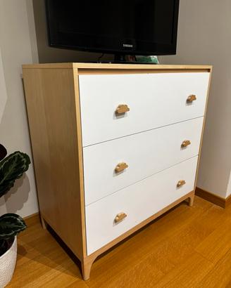 Cassettiera legno e bianco