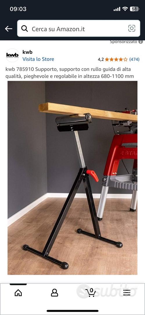 Supporto Con Rullo Guida KWB - Pieghevole, Regolabile 680-1100mm Per Seghe E Troncatrici - Foto 8