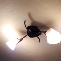 lampada ferro battuto e ottone due luci Marchetti