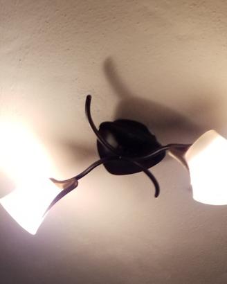 lampada bronzo e ottone, due luci Marchetti