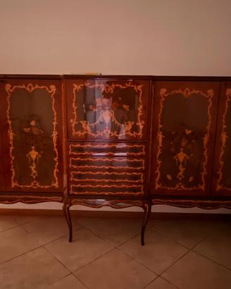 Set Mobili Intarsiati: Credenza, Tavolo e 6 Sedie