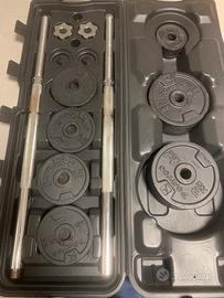 Set palestra casa 50kg + bilanciere + manubri