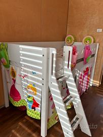 Letto bambini FLEXA semi-elevato 90x200 con scala