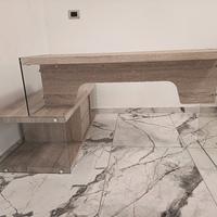 scrivania legno rovere beige e vetro 