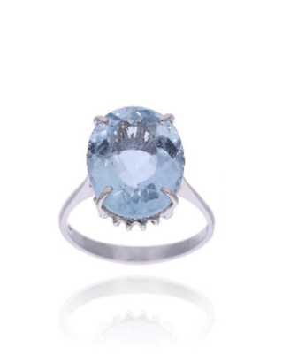 ANELLO IN ORO BIANCO 18 k 750 CON TOPAZIO BLUE SKY