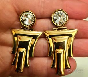 Orecchini pendenti vintage argento dorati