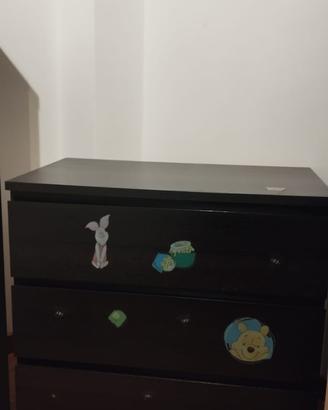 Cassettiera nera 3 scomparti