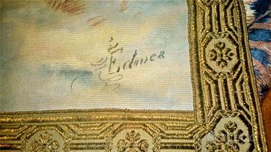 Arazzo Fine 800 Antico Dipinto Su Tessuto Pregiato