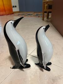 Coppia pinguini imperatore vetro di murano