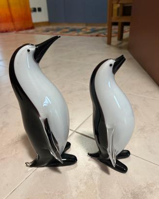 Coppia pinguini imperatore vetro di murano