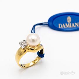 ANELLO DAMIANI ORO 18 KT CON PERLA DIAMANTI A.233