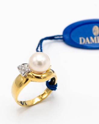 ANELLO DAMIANI ORO 18 KT CON PERLA DIAMANTI A.233