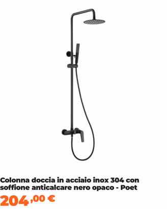 Colonna doccia acciaio inox nero opaco Poet