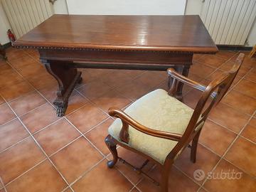 Tavolo Neo-Rinascimento Fine 1800 Con Sedia Leggi.