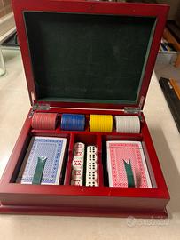 Cofanetto in legno per carte, dadi e fiches