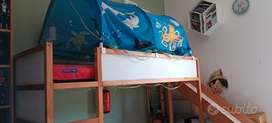 letto kura  Ikea con scivolo e tenda 