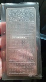 lingotto argento 999 da 100 grammi anno 1992