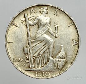10 lire 1936 argento  Vittorio Emanuele III 