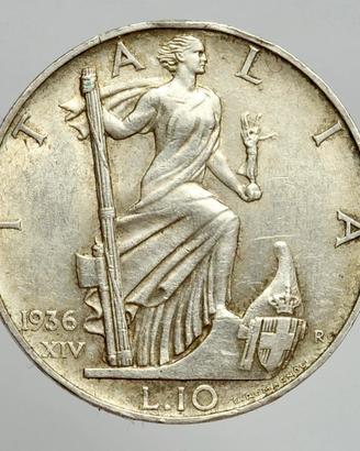 10 lire 1936 argento  Vittorio Emanuele III 