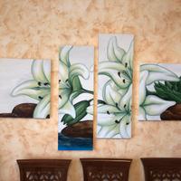 Quadro dipinto composto motivo floreale ad olio