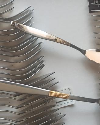 servizio posate da 12 acciaio e oro zecchino