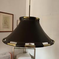 Coppia lampade vintage in cuoio e otto