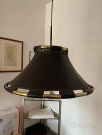 Coppia lampade vintage in cuoio e otto