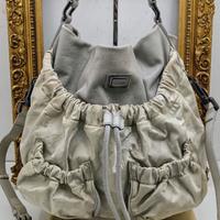 BURBERRY BORSA SECCHIELLO pelle e check grigio