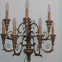 Antico Applique legno e ottone a 7 luci