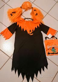abito parrucca e borsina Halloween bambini 