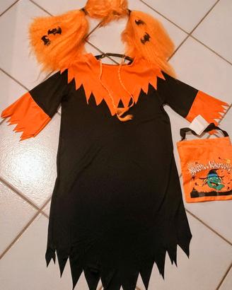 abito parrucca e borsina Halloween bambini 