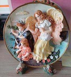 Piatto decorativo angelo con bambini